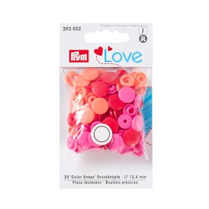 Snap Fasteners Color Snaps Red, Prym Love, Plastic 12,4mm, Pack of 30 (393138)