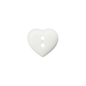 Poly button 2-hole heart 12mm white