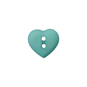 Poly button 2-hole heart 12mm light turquoise