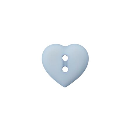 Poly button 2-hole heart 12mm light blue