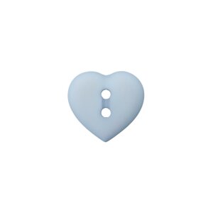 Poly button 2-hole heart 12mm light blue