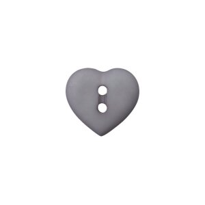 Poly button 2-hole heart 12mm medium gray