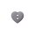 Poly button 2-hole heart 12mm medium gray