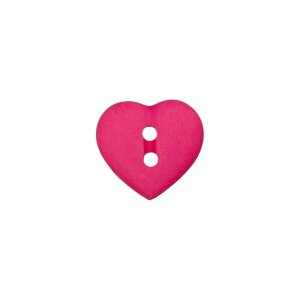 Poly button 2-hole heart 12mm pink