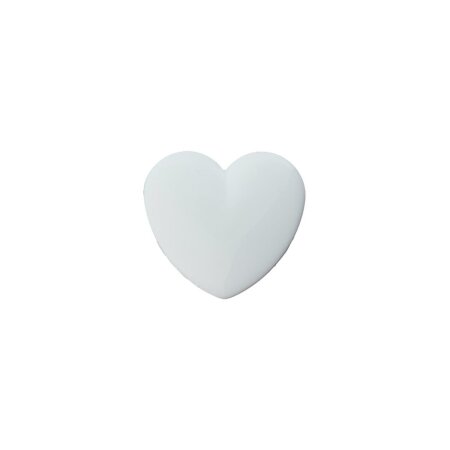 Poly button eyelet heart 12mm white