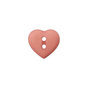 Poly button 2-hole heart 15mm old rose