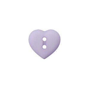 Poly button 2-hole heart 15mm lilac