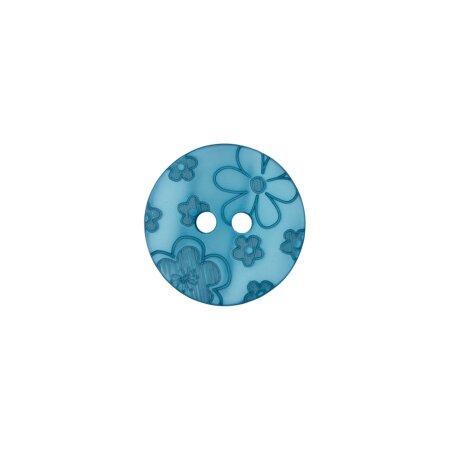 Poly button 2-hole 15mm dark turquoise