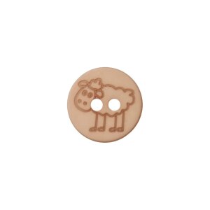 Poly button sheep 2-hole 15mm light brown