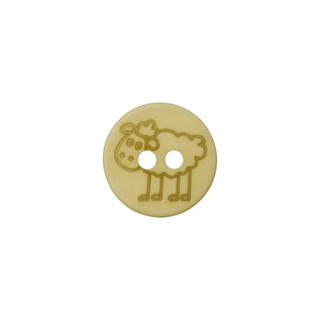 Poly button sheep 2-hole 15mm light olive