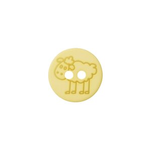 Poly button sheep 2-hole 15mm yellow