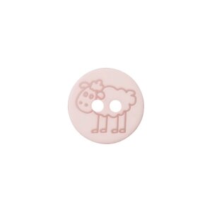 Poly button sheep 2-hole 15mm pink