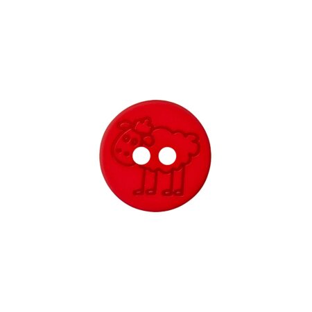 Poly button sheep 2-hole 15mm red