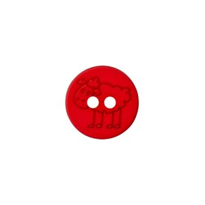 Poly button sheep 2-hole 15mm red