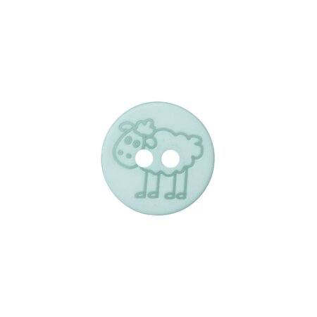 Poly button sheep 2-hole 15mm light blue