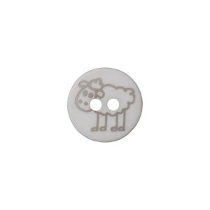 Poly button sheep 2-hole 15mm light grey