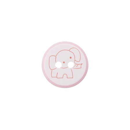 Poly button 2-hole elephant 12mm pink