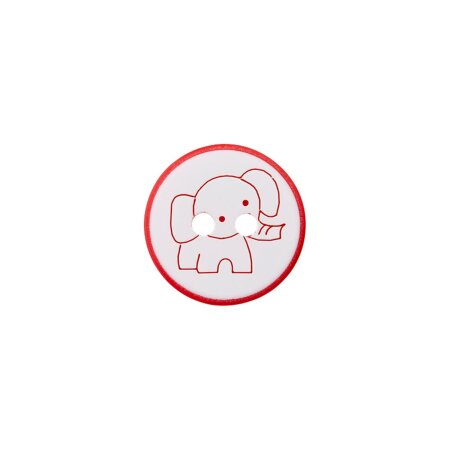 Poly button 2-hole elephant 12mm red