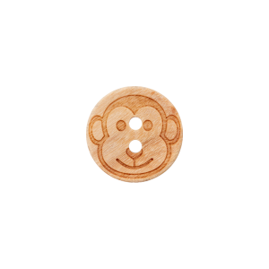 Wooden button 2-hole monkey 15mm beige
