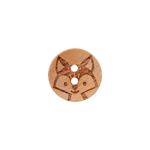 Wooden button 2-hole fox 15mm beige
