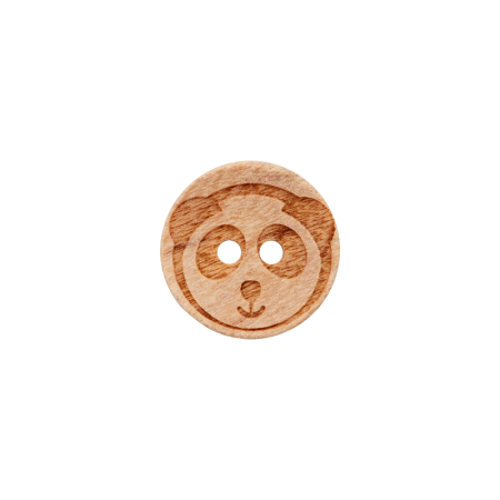 Wooden button 2-hole Panda 15mm beige