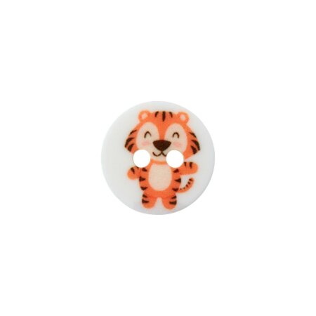 Poly button 2-hole Tiger 12mm multicolored