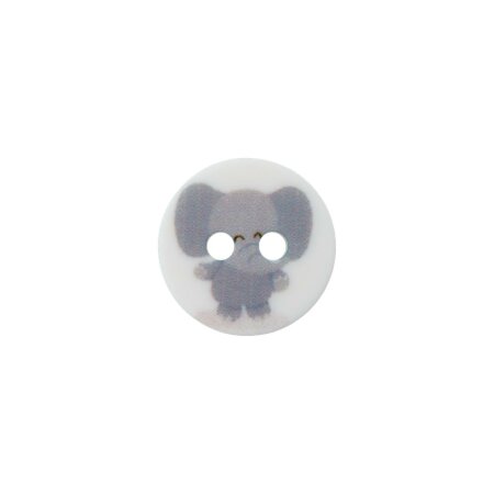 Poly button 2-hole elephant 12mm grey