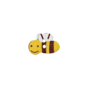 Wooden button 2-hole bee 15mm yellow