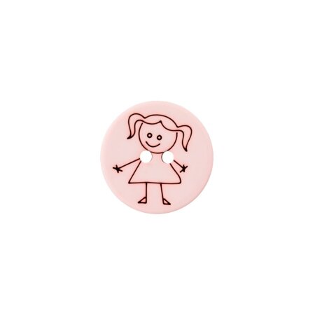 Poly button 2-hole girl 15mm pink