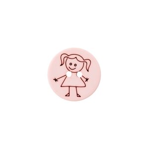 Poly button 2-hole girl 15mm pink