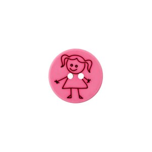 Poly button 2-hole girl 15mm pink