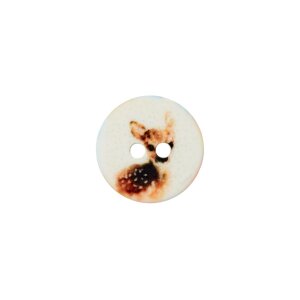 Poly button 2-hole Deer 12mm light brown