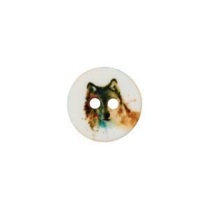 Poly button 2-hole Wolf 12mm multicolored