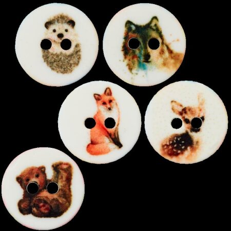 Poly-Button Forest Animals Assortment 12mm