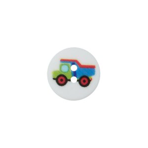 Poly-Button 2-hole Construction Vehicle 15mm multicolored