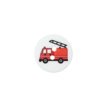 Poly-Button 2-hole Fire Department 18mm white