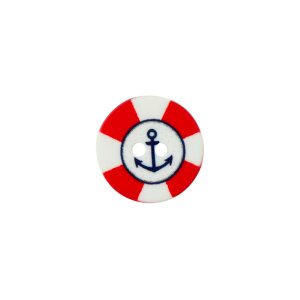 Poly button Maritime 2-hole 15mm red