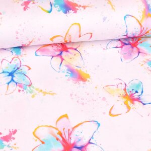 Jersey watercolor lilies - colorful and white -...