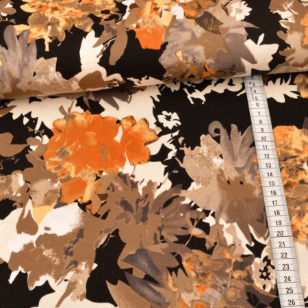 Viscose Jersey - Flowers Mustard on Black