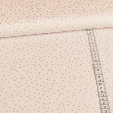 cotton fabric foil print - silver dots on white