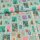 cotton fabric - christmas stamps - mint