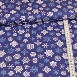 cotton fabric - snowflakes on royalblue